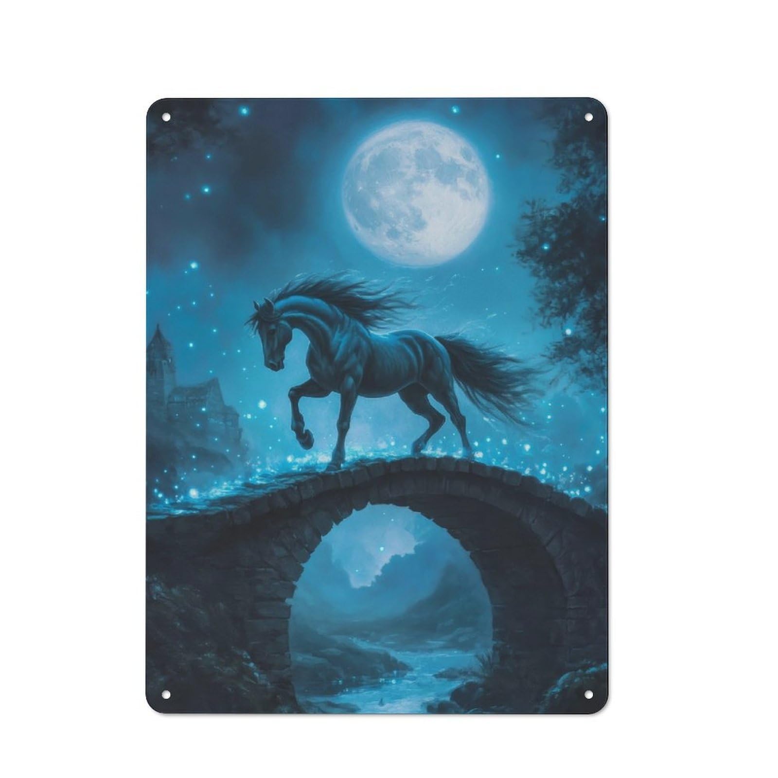 Junmoney Black Horse Ride Of Stars Vintage Tin Sign 40X30cm For Garden Room Or Summerhouse, For A Newly Organised Room And Metal Sign Display