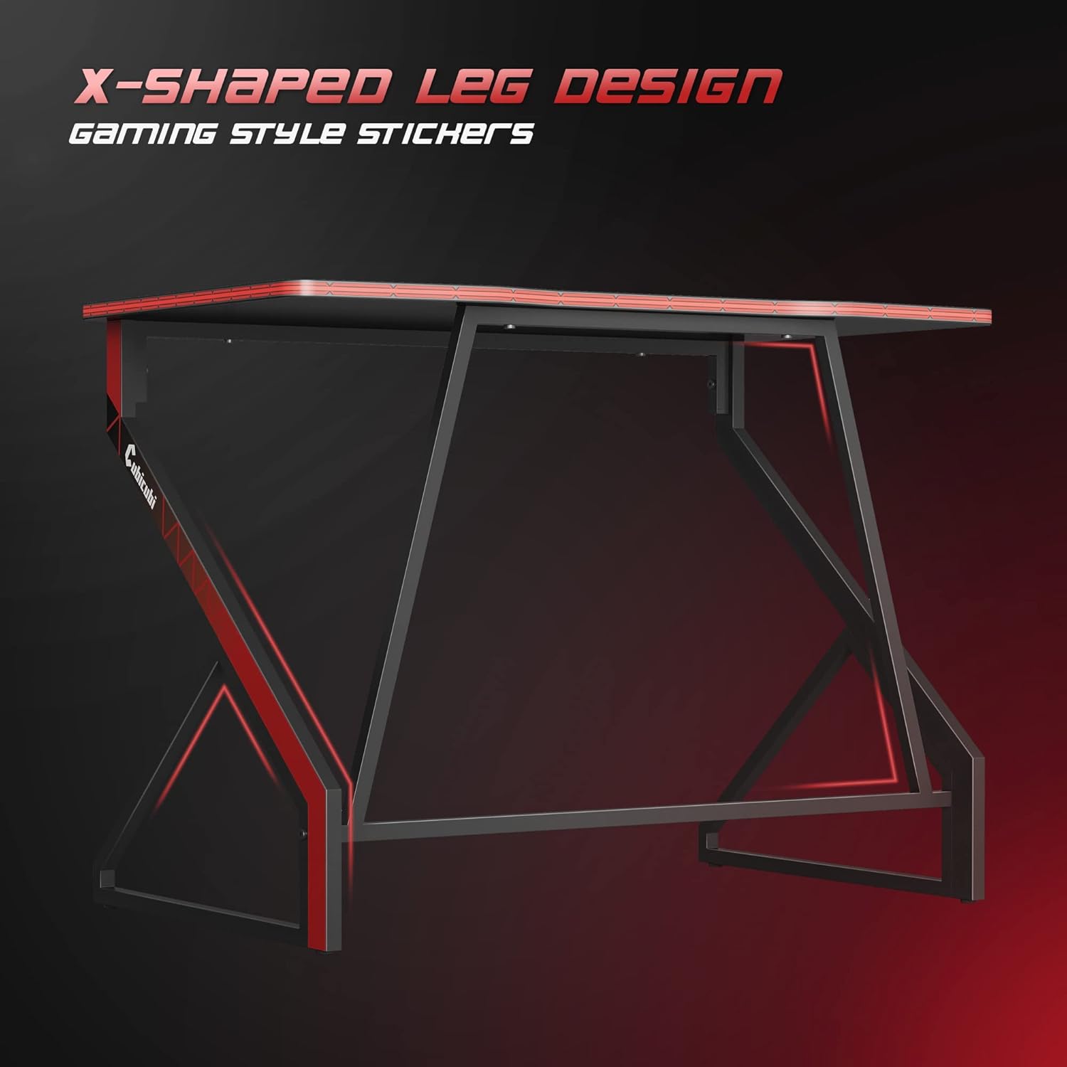 CubiCubi Simple Gaming Desk Z Shaped 47 inch Gamer Workstation, Home Computer Carbon Fiber Surface Gaming Desk PC Table with Headphone Hook - Image 6