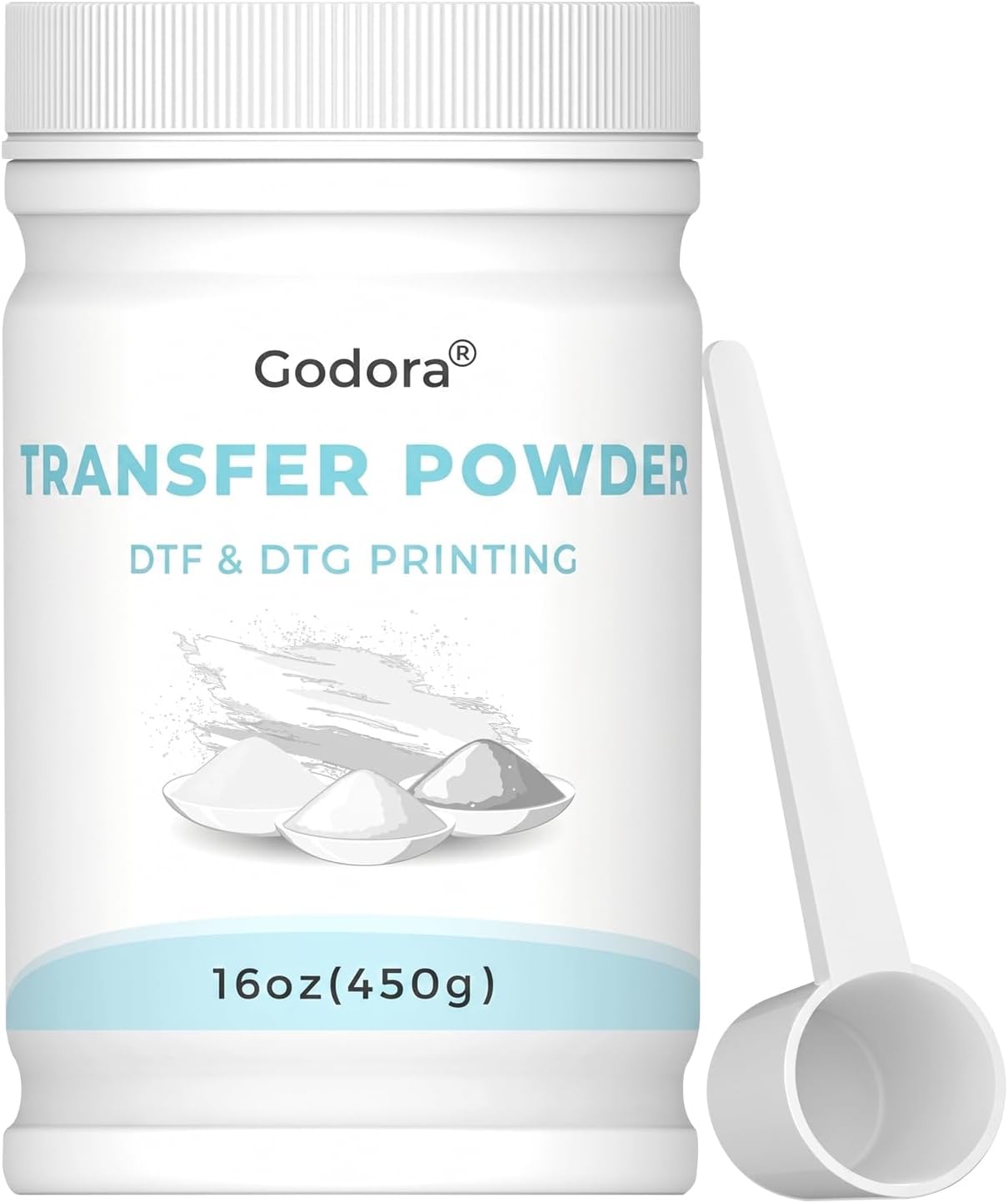 DTF Powder White Digital Transfer Hot Melt Adhesive for Black or Dark Colored Garments, PreTreat Transfer for All DTF and DTG Printers, 450g - 16oz