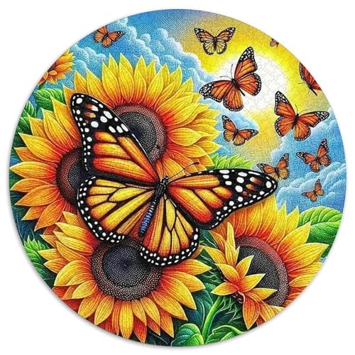 Puzzle de 1000 piezas de girasol y mariposa para relajación en casa y decoración