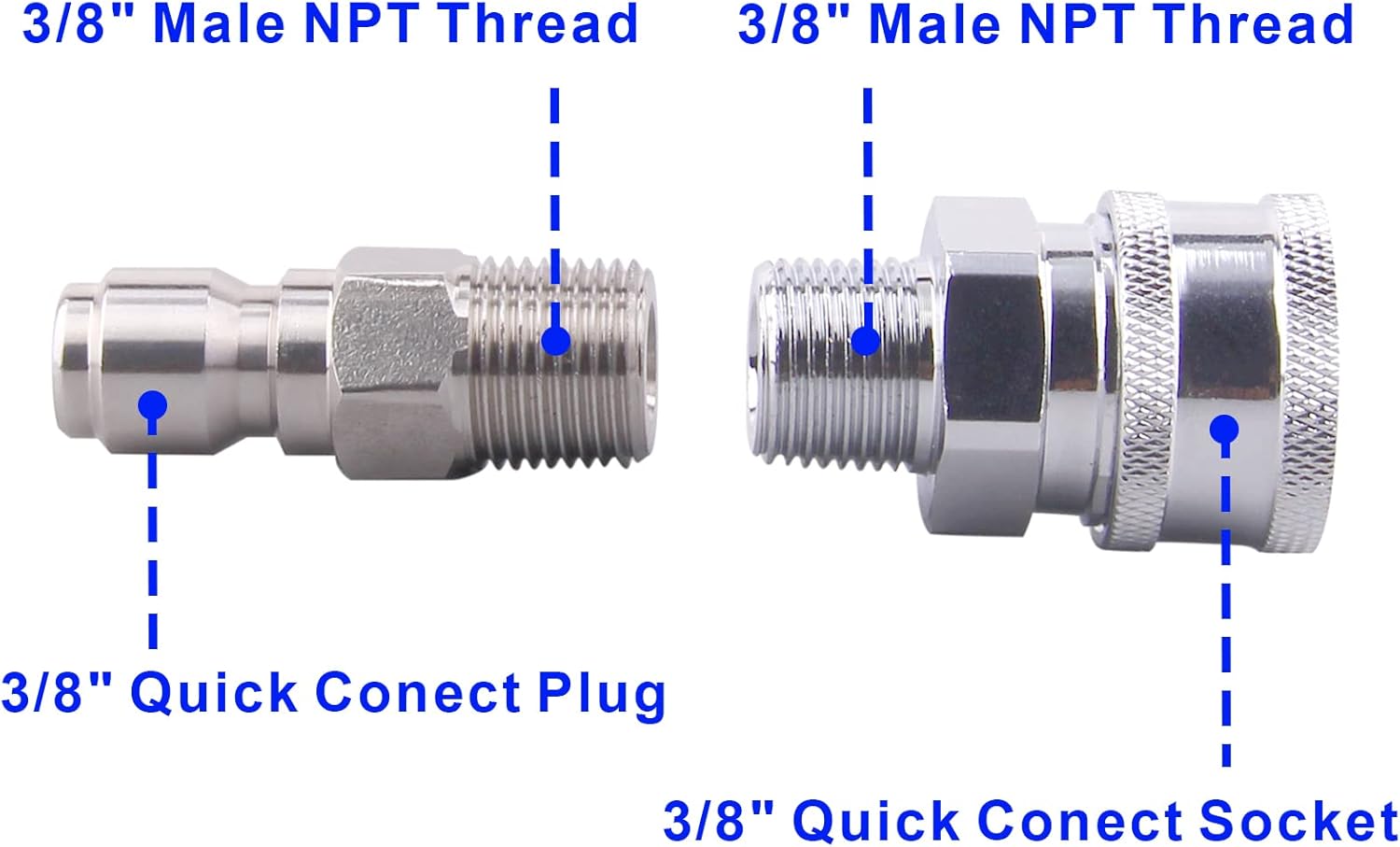 DERNORD High Pressure Ball Valve Kit 3/8 Inch Quick Connect for Power Washer Hose, 4500 PSI (3/8'')