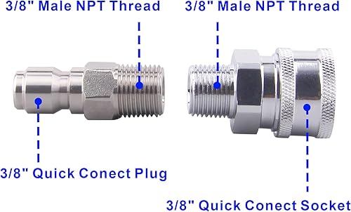 Miniatura 8 de DERNORD Kit de válvula de bola de alta presión de conexión rápida de 14 pulgadas para manguera de lavado eléctrico, 4500 PSI (14 pulgadas)
