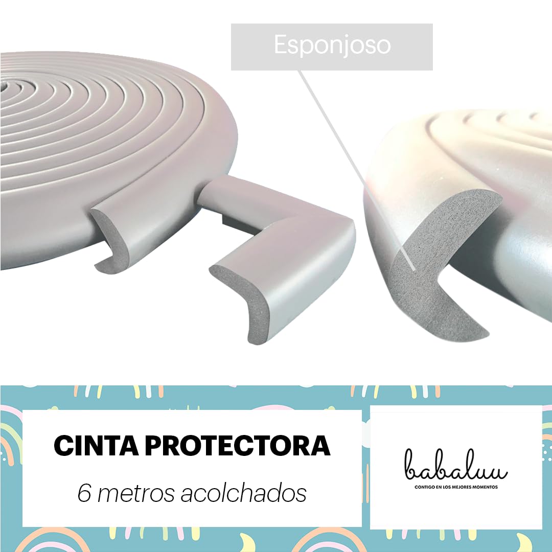 Kit Seguridad Bebes Niños - 6 Metros Cinta Acolchada - 8 Protectores Esquinas Espuma - 5 Topes Puerta - 5 Cierres Seguridad Armarios – 5 Cierres Seguridad Cajones. Blanco Marfil (Blanco)