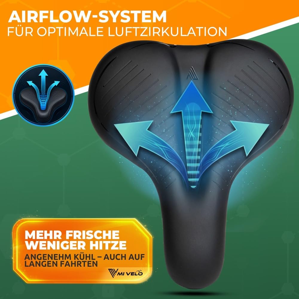 MIVELO Fahrradsattel 3D Komfortschaum & stoßdämpfende Federung – Fahrrad Sattel bequem für Damen & Herren – Universeller Sattel Fahrrad für Citybike, Trekkingrad, E-Bike, MTB, Gravel Bike
