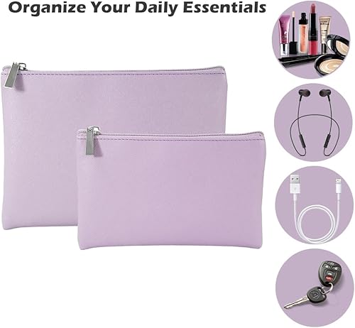 Miniatura 6 de kamumanni Juego de 2 bolsas de maquillaje, pequeña bolsa de maquillaje con cremallera, bolsa de cosméticos portátil para viajes, bolsa de belleza de