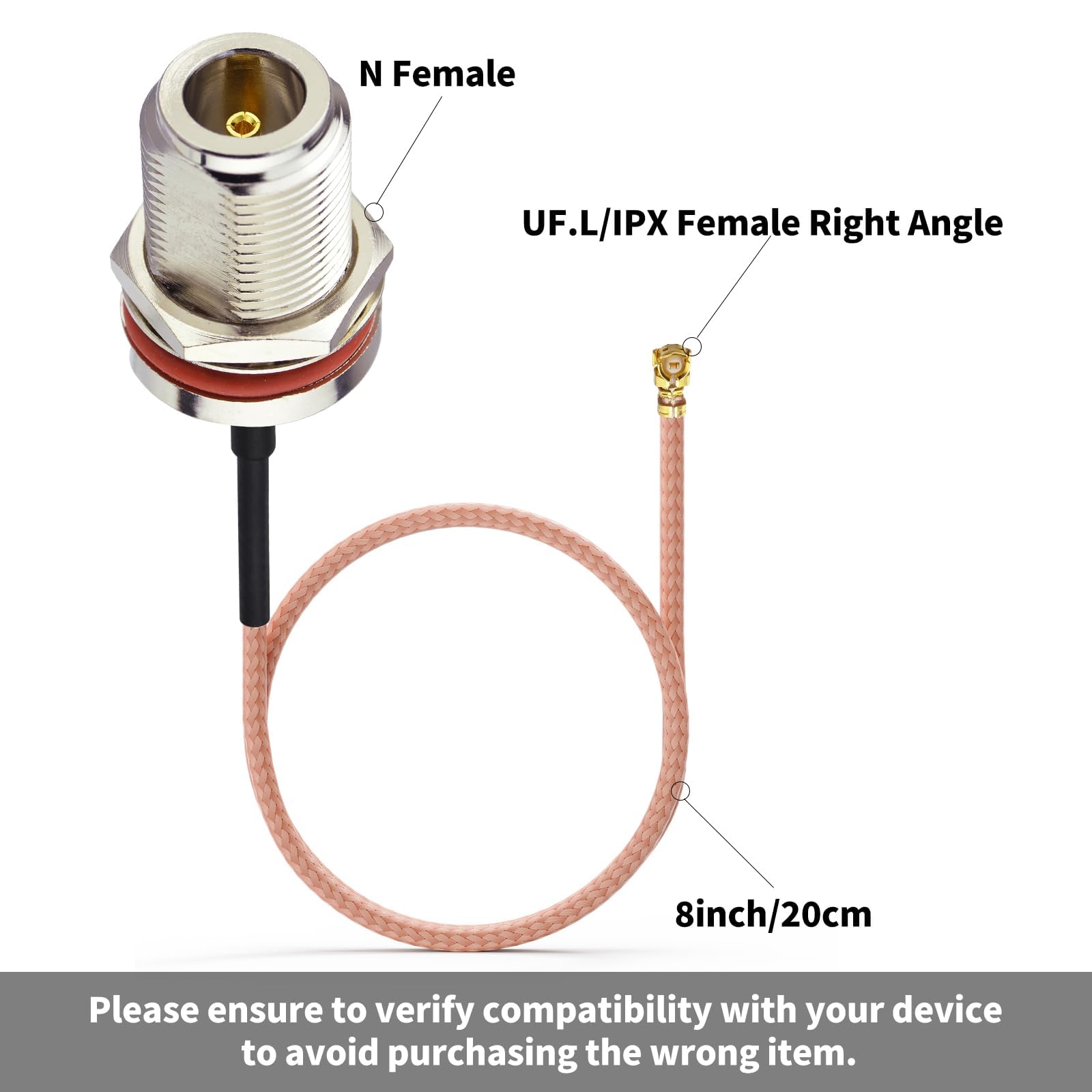 Cavo RG178 N Jack Femmina Da Paratia A UFL/u.FL/-1 - Foto 4