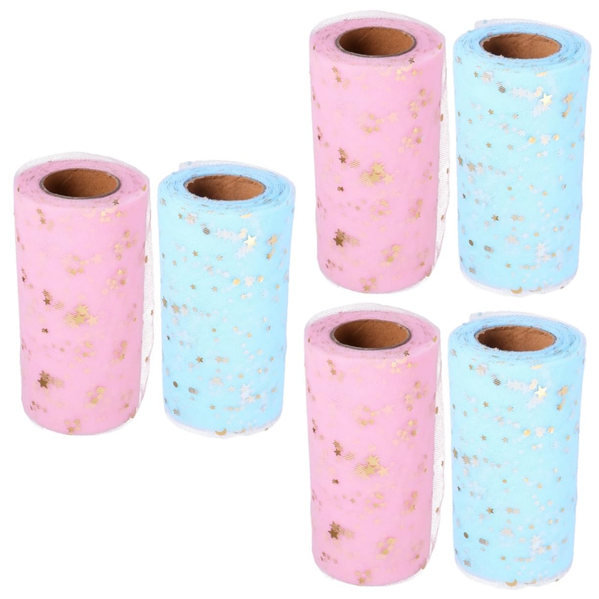 NUOBESTY 6pièces Tulle Avec Paillettes Étoiles Tissu De Mariage Fournitures Artisanales Rouleaux Pour Décorations