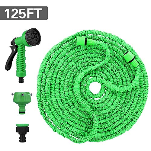 Preisvergleich Produktbild FEALING Flexibler Gartenschlauch, 125 FT 37.5m Wasserschlauch Gartenschlauch, Flexischlauch Bewässerung Stretch Schlauch mit 8 Funktion Flexible Dehnbar für Gartenbewässerung und Reinigung