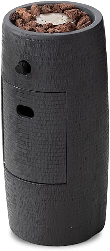 SUNBURY Fogata de propano para exteriores, mesa redonda de 42 pulgadas, 50,000 BTU de gas propano marrón oscuro para exterior con vidrio de fuego