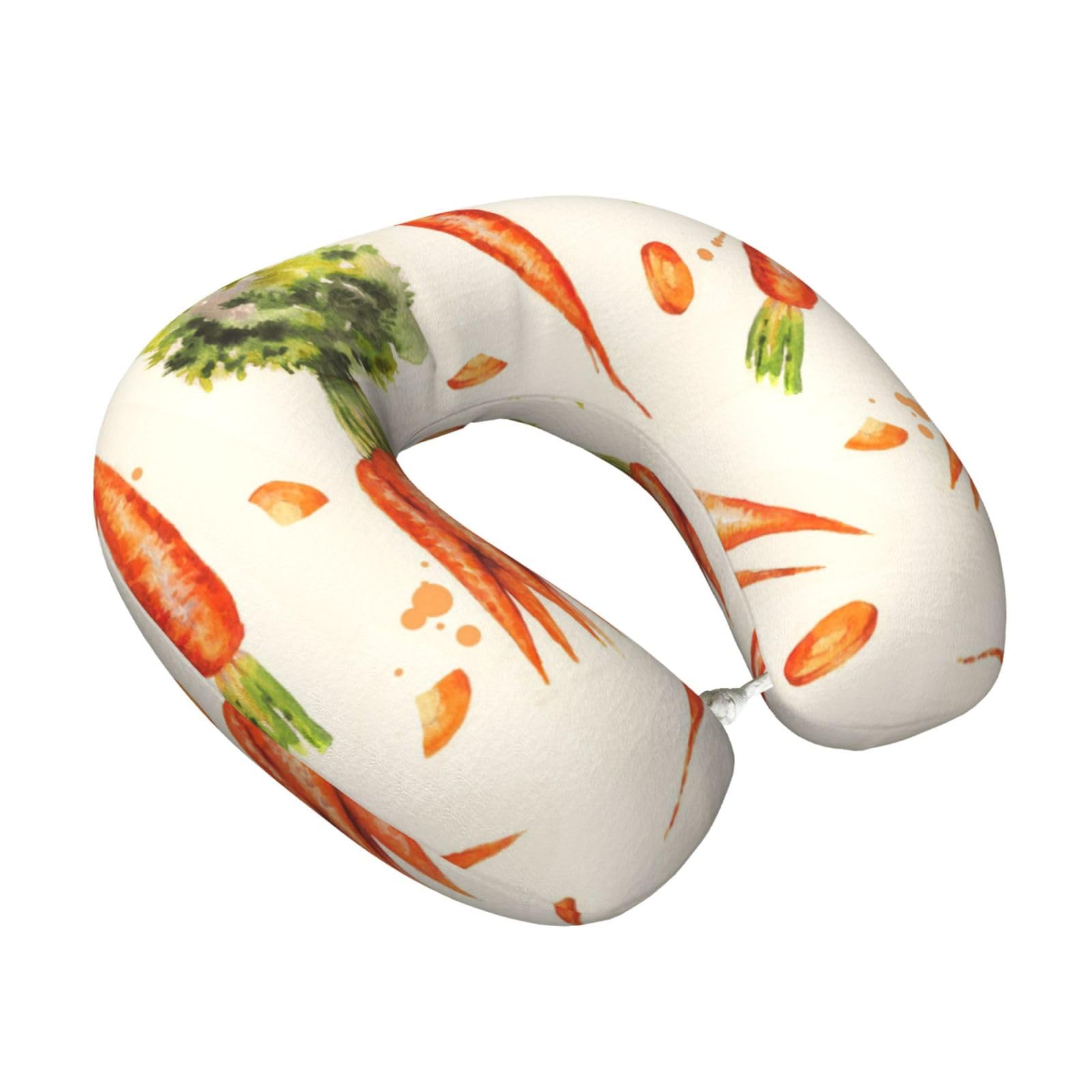 LKYMOH Watercolor Hand Drawn Carrots, Travel Neck Pillow U-Shaped Memory Neck Support Soft Comfortable With Washable Cover For Airplane Car Traveling and Office