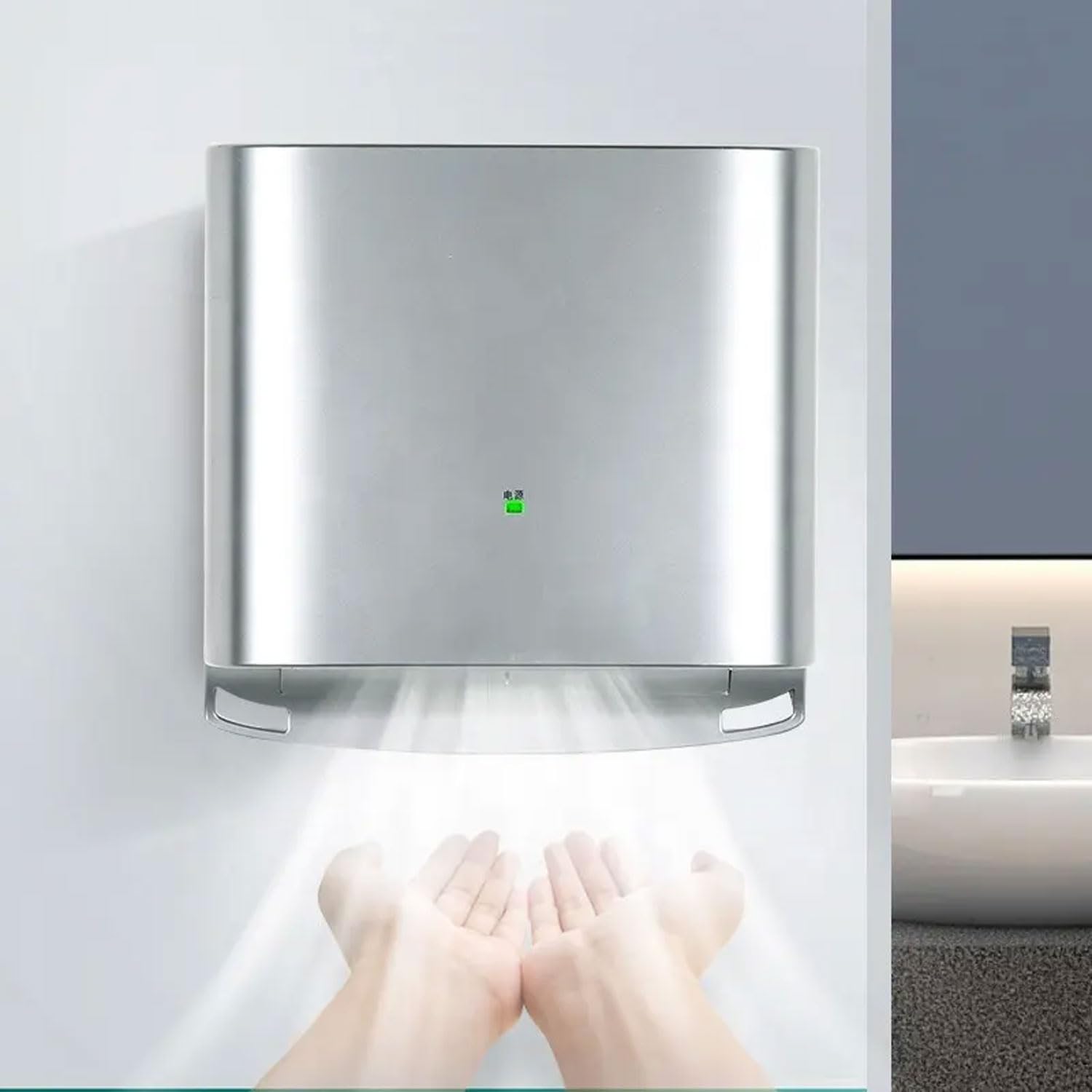 Asciugamani Commerciale a Parete, Sensore Elettrico Automatico da 1250 W Asciugacapelli, 80 M/s Asciugacapelli Doppio Uso Freddo E Caldo Ad Alta velocità per Case, Hotel, Uffici, Scuole