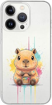 iPhone 13 Pro ile Uyumlu Splash Kapibara Tasar ml  Slimfit  effaf Silikon K l f