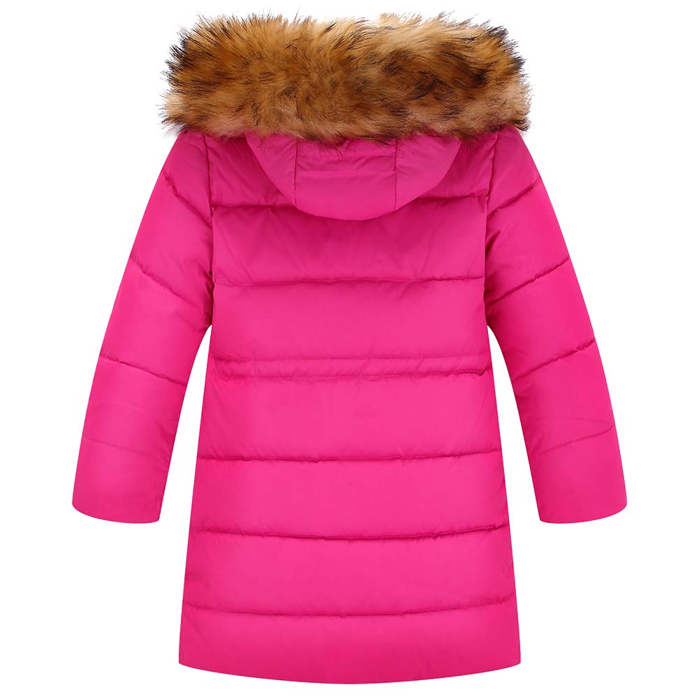 amropi Bambini Ragazzi Inverno Piumino Imbottito Lungo Cappotto con Pelliccia Cappuccio per 2-12 Anni