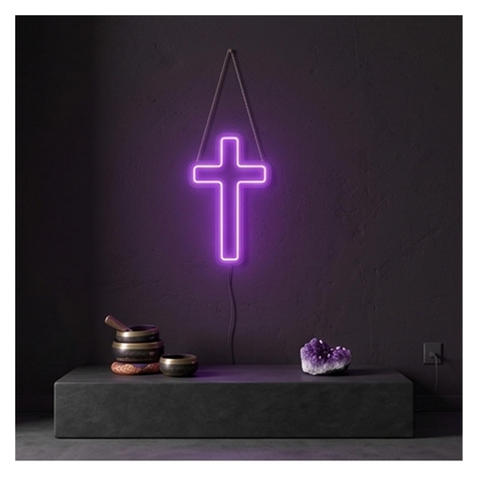 Hängende Kunst-Leuchtreklamen Kreuz Neon Zeichen Christian Jesus Religiös(Violett)