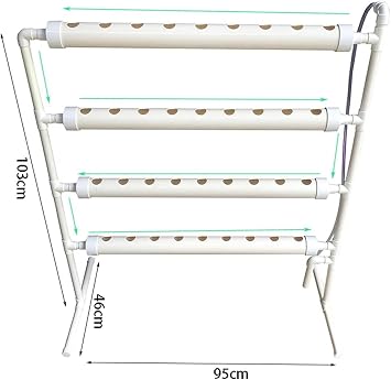 XENITE Hydroponics Growing System Hydroponic Grow Kit, 36 Holes Pipe Grow Kit Indoor Greenhouse Planting Box Gardening System Nursery Pot Hydroponic Rack Hydroponic Tower