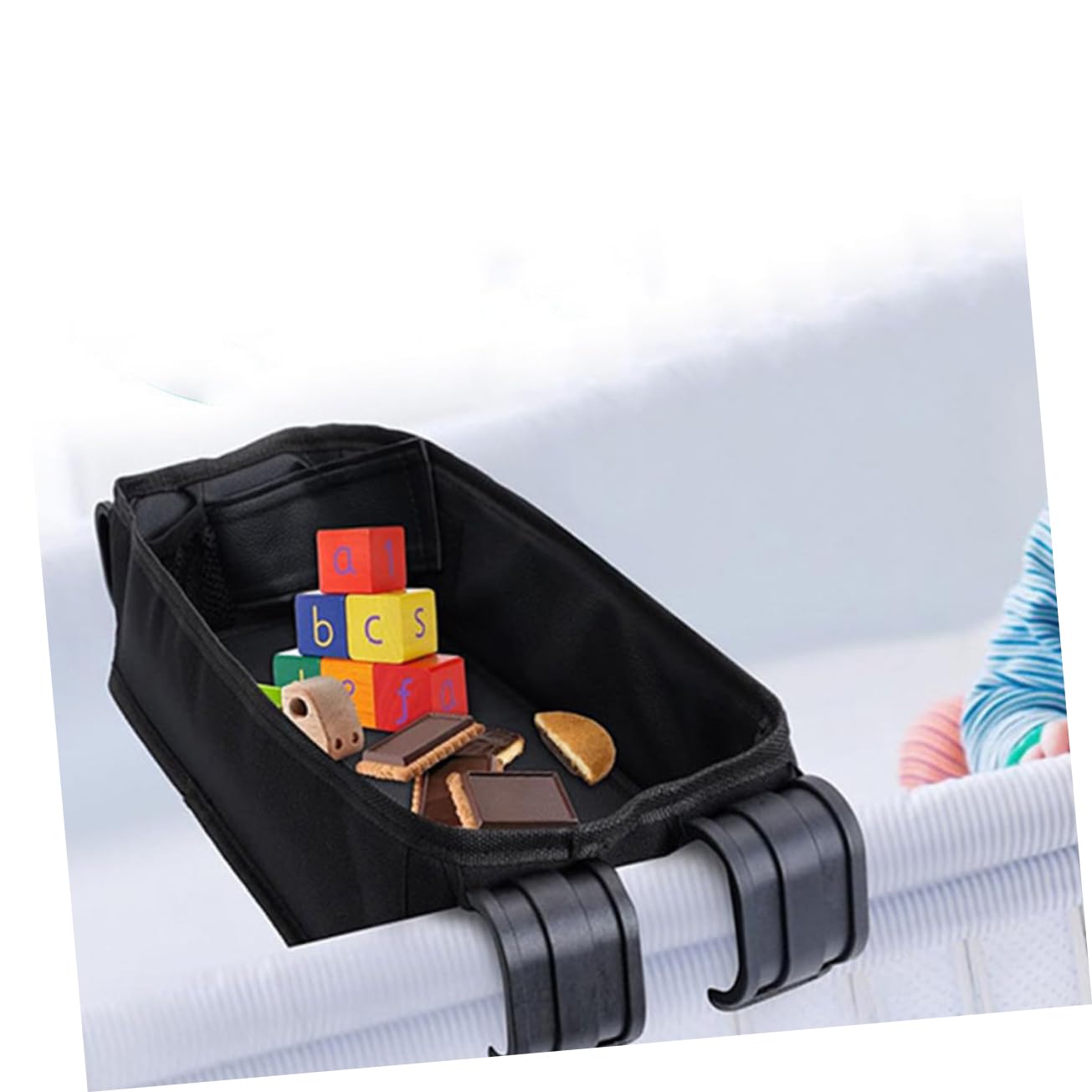 Tablett Für Kinderwagen Mit Snackhalter Und Getränkehalter Zubehör Aus Canvas-material Stabiles Design Verstellbarer Griff Kompaktes Organizer-tablett Für Babywagen