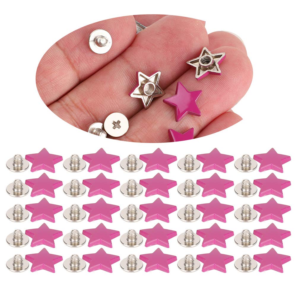 Sternförmiges Nietenset, 50 Stück, 12 Mm, Flache Kleidungsniete, Rostfreier Nietknopf aus Zinklegierung Mit Schraube, Für Ledertaschen, Schuhe, Kleidung(Lila Farbe)