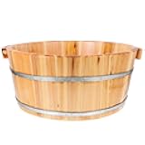 DEARMAMY Wooden Foot Bath Basin - Thickened Spa Pedicure Soaking Bucket for Feet Washing, Home Use, Herbal Soaks (Light Brown, 13.76x11.79x6.29 inches) - Portable Foot Wash Bucket