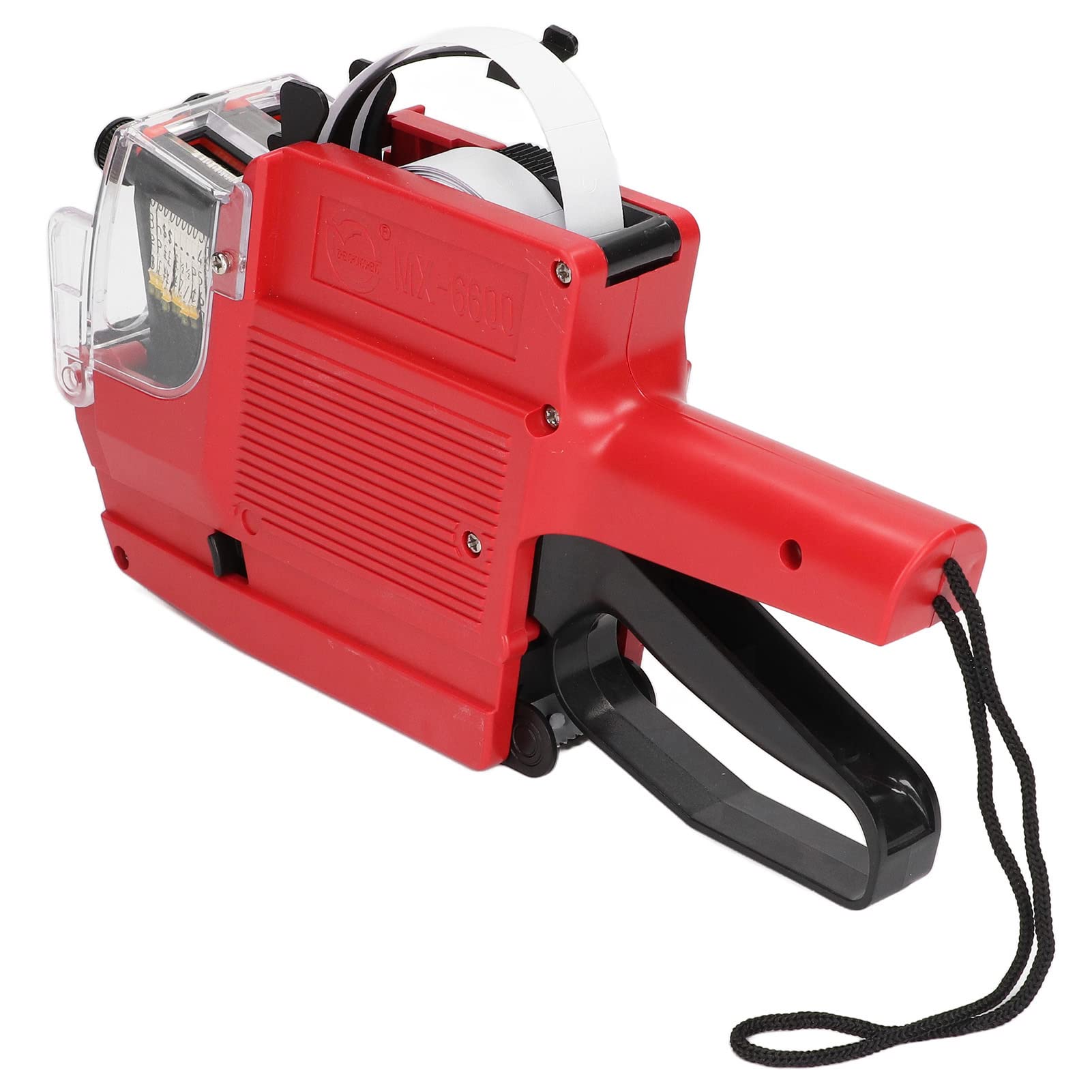 Price Tag Gun, 10 Digits 2 Lines Labeler Marker Attacher Tool for Office Retail Store with Ink Roller and Labels for Clear Printing (Red)