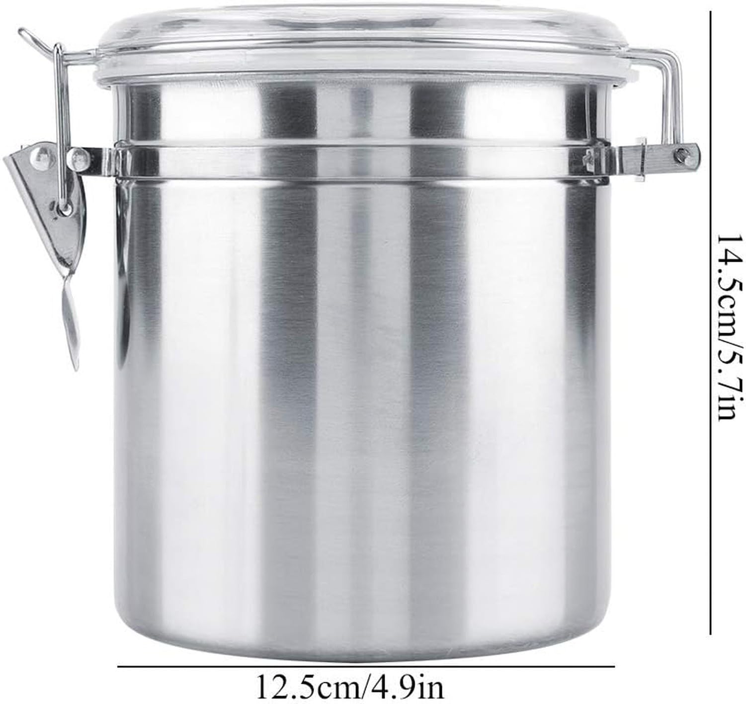 Szczelny pojemnik na kawę 1450ML ze stali nierdzewnej, przezroczysta pokrywka, słoik do przechowywania ziaren kawy, herbaty, cukru, przypraw i płatków śniadanio