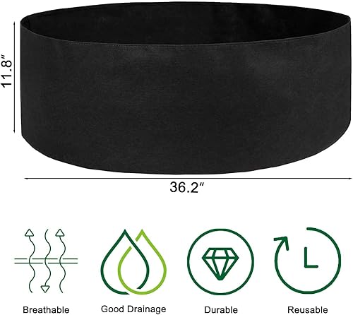 Miniatura 2 de Feitore Paquete de 2 camas elevadas de tela de 100 galones, bolsas redondas resistentes para cultivo de plantas transpirables, no tejidas, para