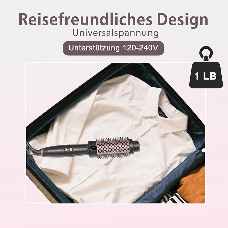 Perie electrică cu încălzire Tresses Touch, cu înveliș ceramic și turmalină, tehnologie cu ioni negativi, 5 trepte de temperatură, voltaj universal, aur roz, încălzire rapidă în 30 secunde