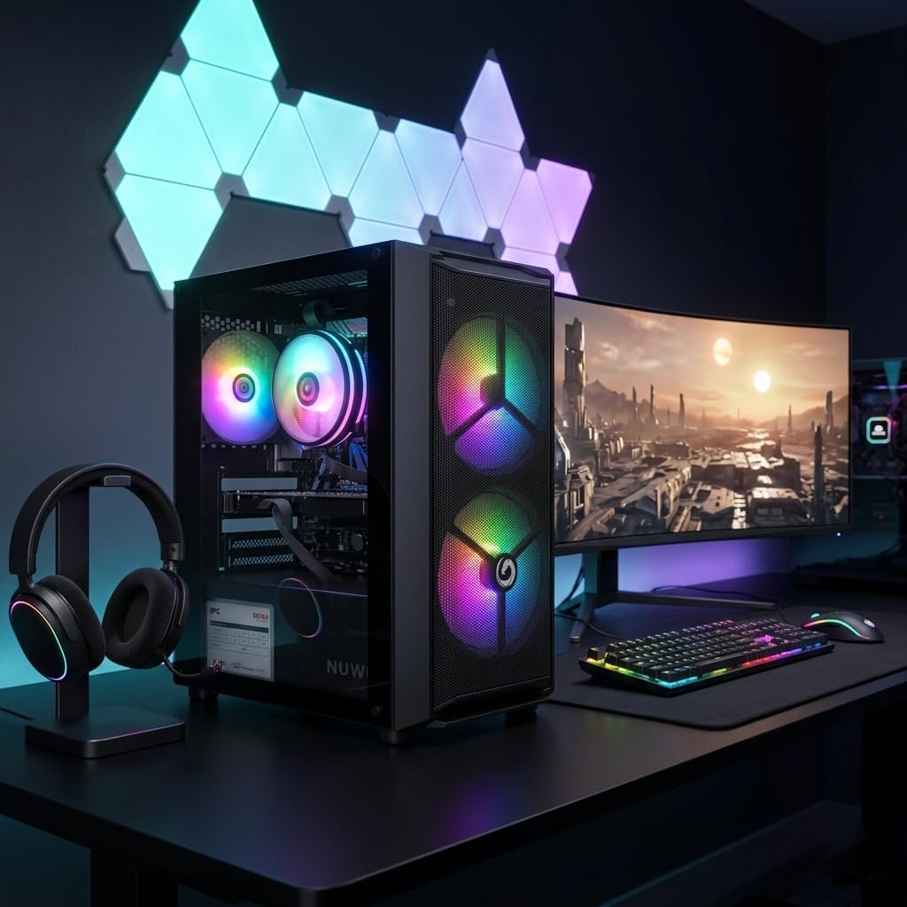 Nuwo PC Gaming Fisso Completo Preassemblato | Core i5 fino a 3.8GHz | RX 5500 8GB | 16GB RAM | SSD 1TB | Monitor 23.8" Full HD | Tastiera e Mouse Gaming Inclusi | Win 11 Pro | Boss Battle Setup