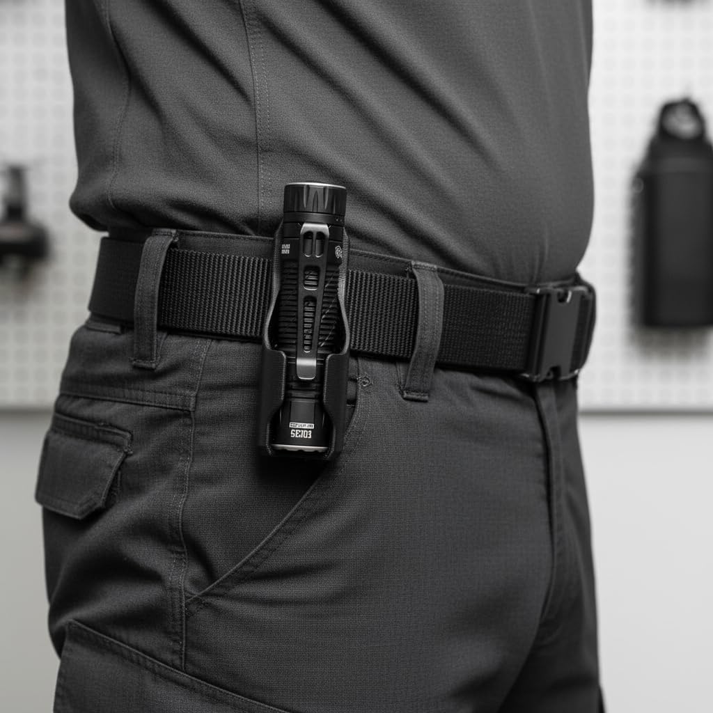 HoldMyGear Belt Clip Flashlight Holder – Compatible with Nitecore EDC35 (Precision-Fit Belt Mount Holder, Fits Belts 1.5" Wide)