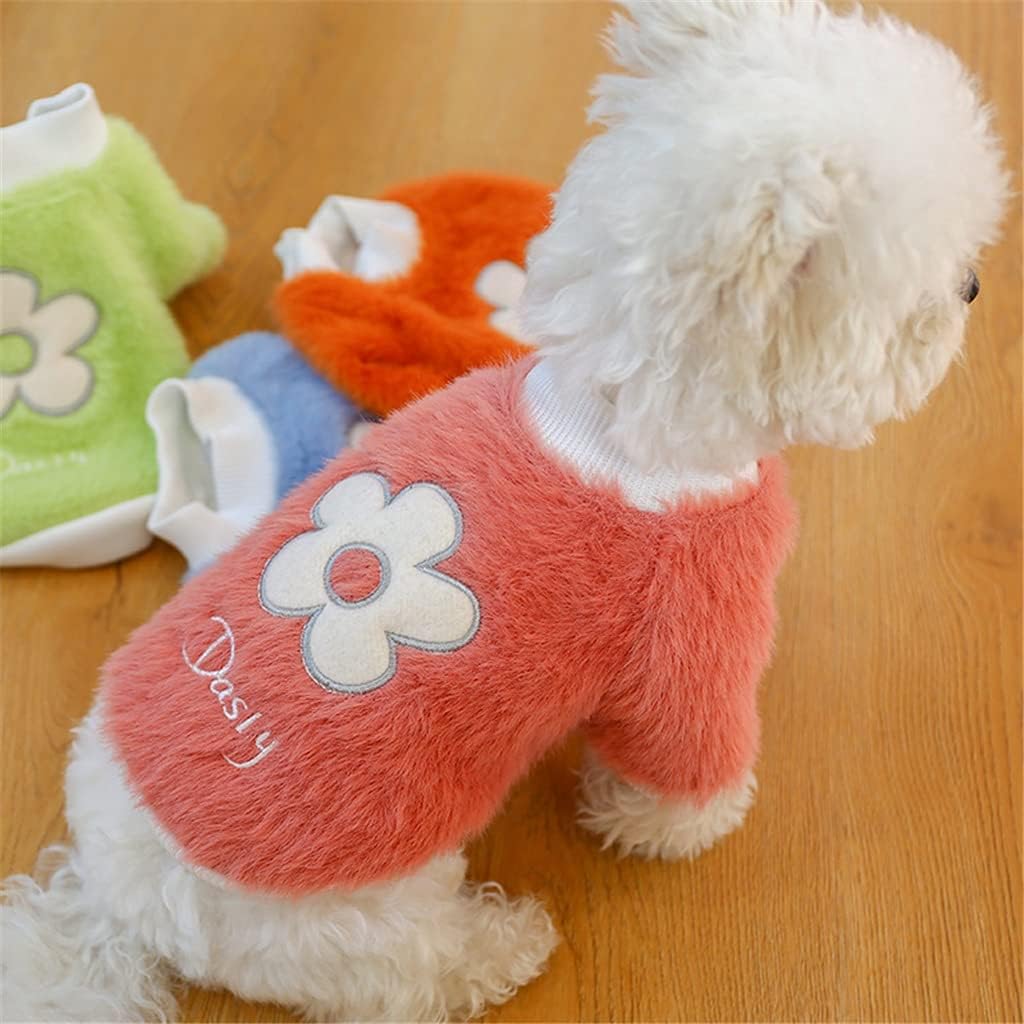 Winter Pet Dog Clothes Warm Plush Cute Sweater Coat Dog Clothes Furry Flower Sweater Shirt for Small Dog Clothes (A L Code)