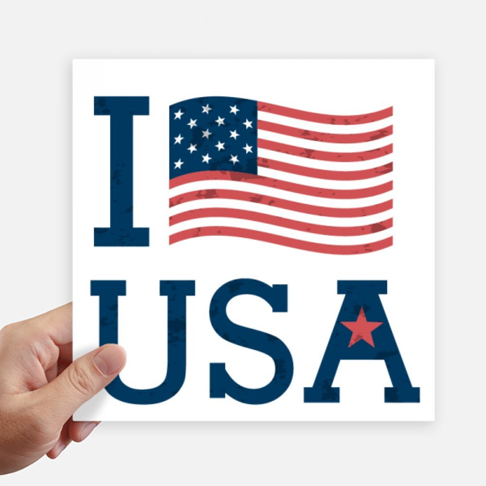 Sticker J'aime USA 20cm pour décorer un mur et masquer les rayures de valise