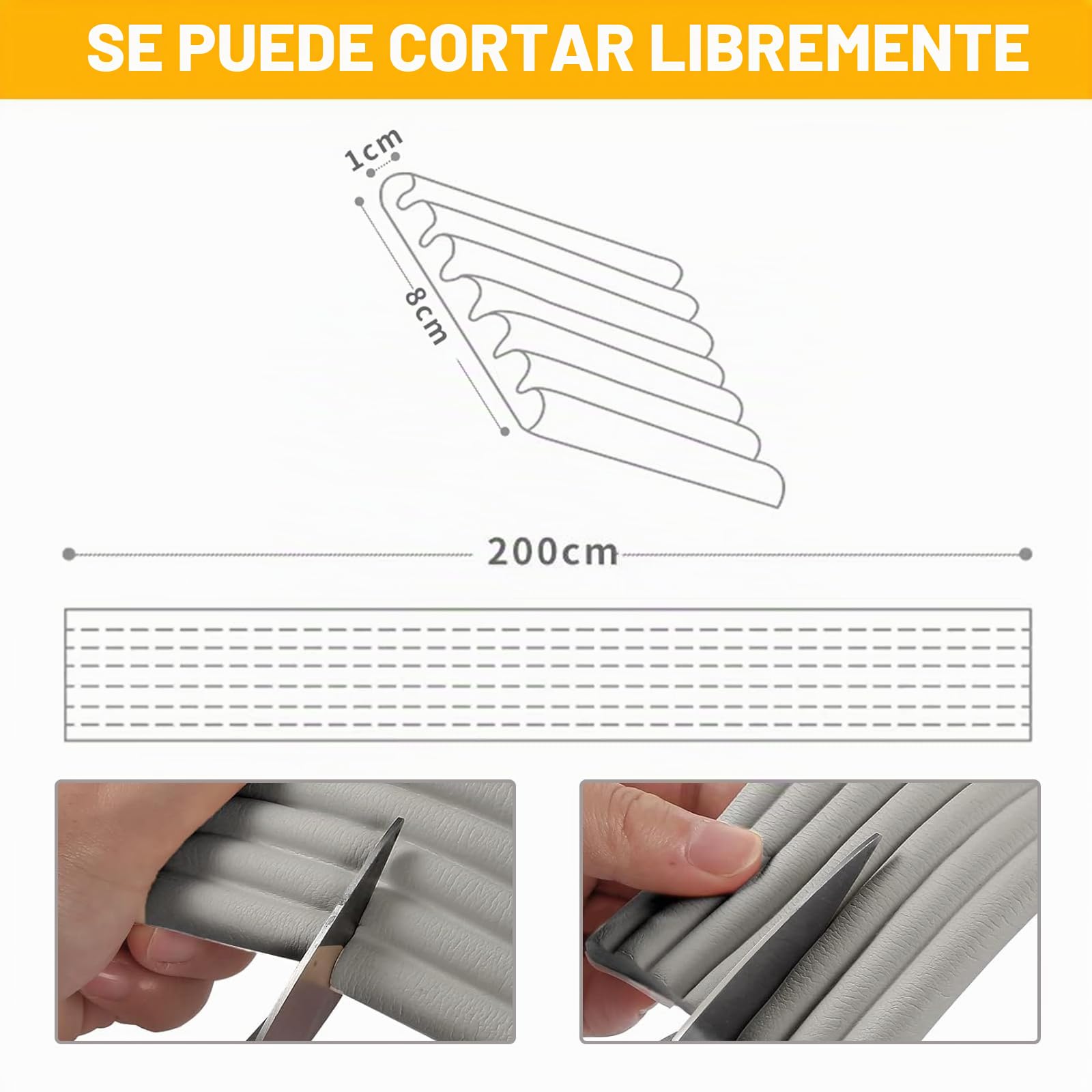 Protector de Bordes de Espuma para bebé, protección de Cantos de Mesa, Esquinas, protección de Cantos autoadhesiva para niños, Cama, alféizar de Ventana y Escritorio, Muebles (Blanco, 2M X 8CM)