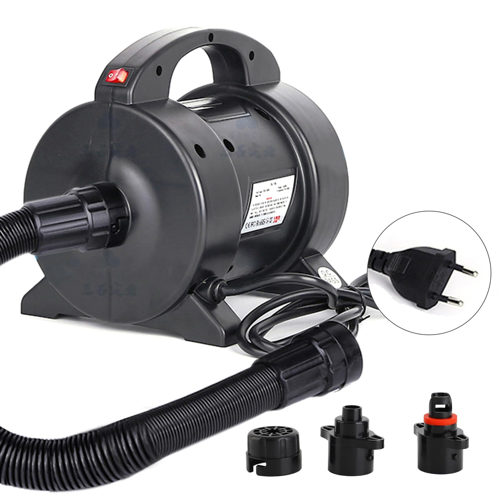 Kavolet 1600W Pompa Elettrica, Pompa Portatile per Materasso Gonfiabile a Rapido Gonfiaggio Pompa ad Aria Elettrica Gonfiatore Deflatore con 2 Ugelli per Schlauchboot, Tavola da Surf