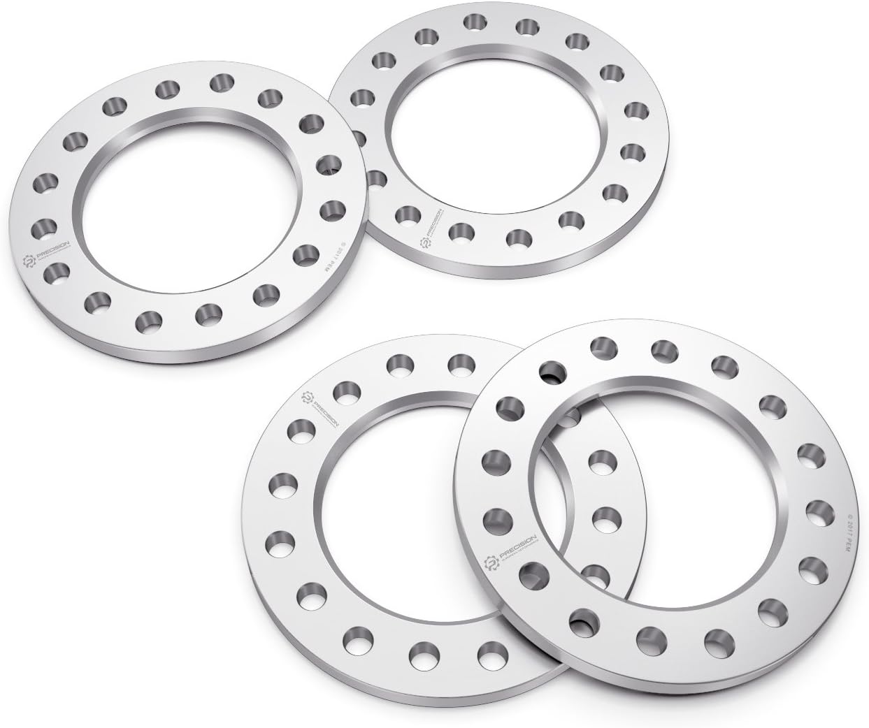 RockTrix 2pcs 1/2 inch 8x170 and 8x6.5 Flat Wheel Spacers - Compatible with Chevy Ford GMC Hummer Dodge (See Description for Year Model) - 8x165.1 and 8x170 Silver Aluminum
