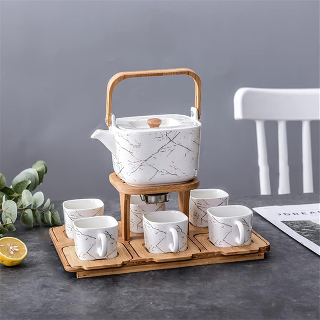 Square Teapot Gold Pattern Ceramic Coffee Set Tea Pot Cup European