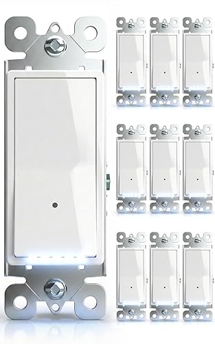 SOZULAMP-- Interruptor de luz iluminado con luz nocturna, sin cable neutro, interruptor basculante decorativo de un solo polo, luz guía LED del