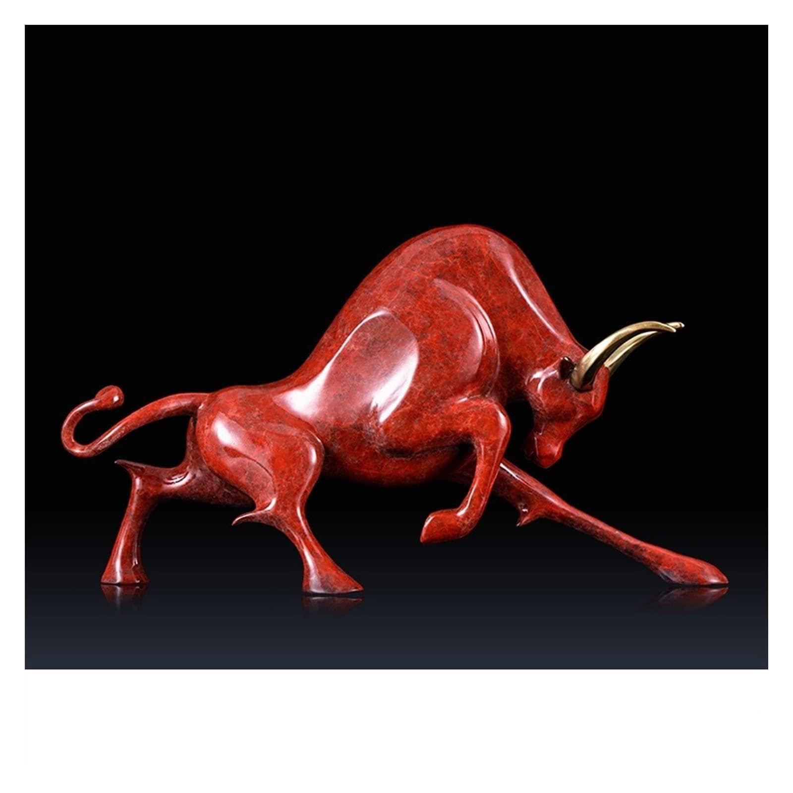 ZZlei2yu-12 Home Decor Ornament Copper Entrance Ornaments Zodiac Cattle Ornaments Home Crafts Living Room Office to Attract Wealth Decorations Colorful Ornament(Red)