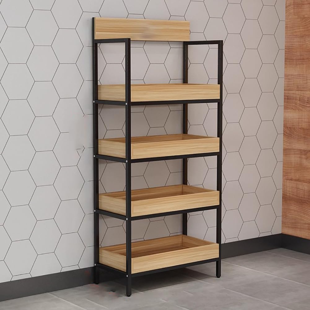 Fruit Retail Display Rack, Retail Store Storage Rack, 3/4 Layer Supermarket Retail Storage Rack, Inclined/Flat Fruit and Vegetable Storage Basket Rack,Bl80×w40×h180cm