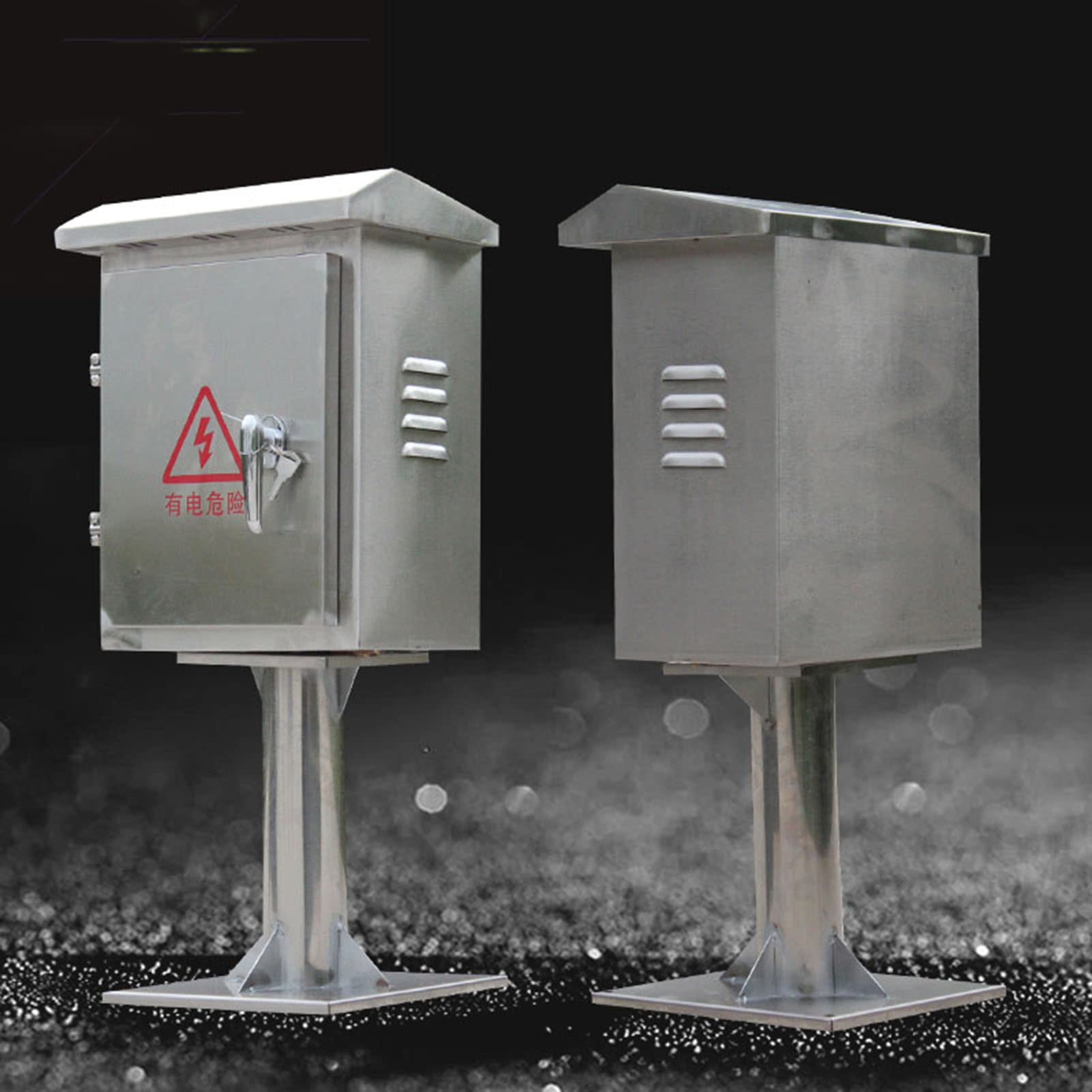 Edelstahl Stromverteilerkasten, Metall-Anschlusskasten, Projektkasten, Solar-PV-Kombikasten, Kabelbox für Außenbereich, Wasserfest IP65, Silber