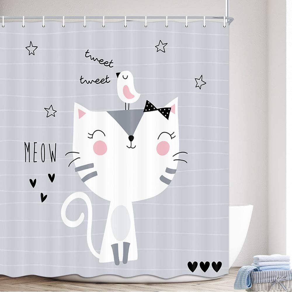 Amazoncom Cute Cat Shower Curtain