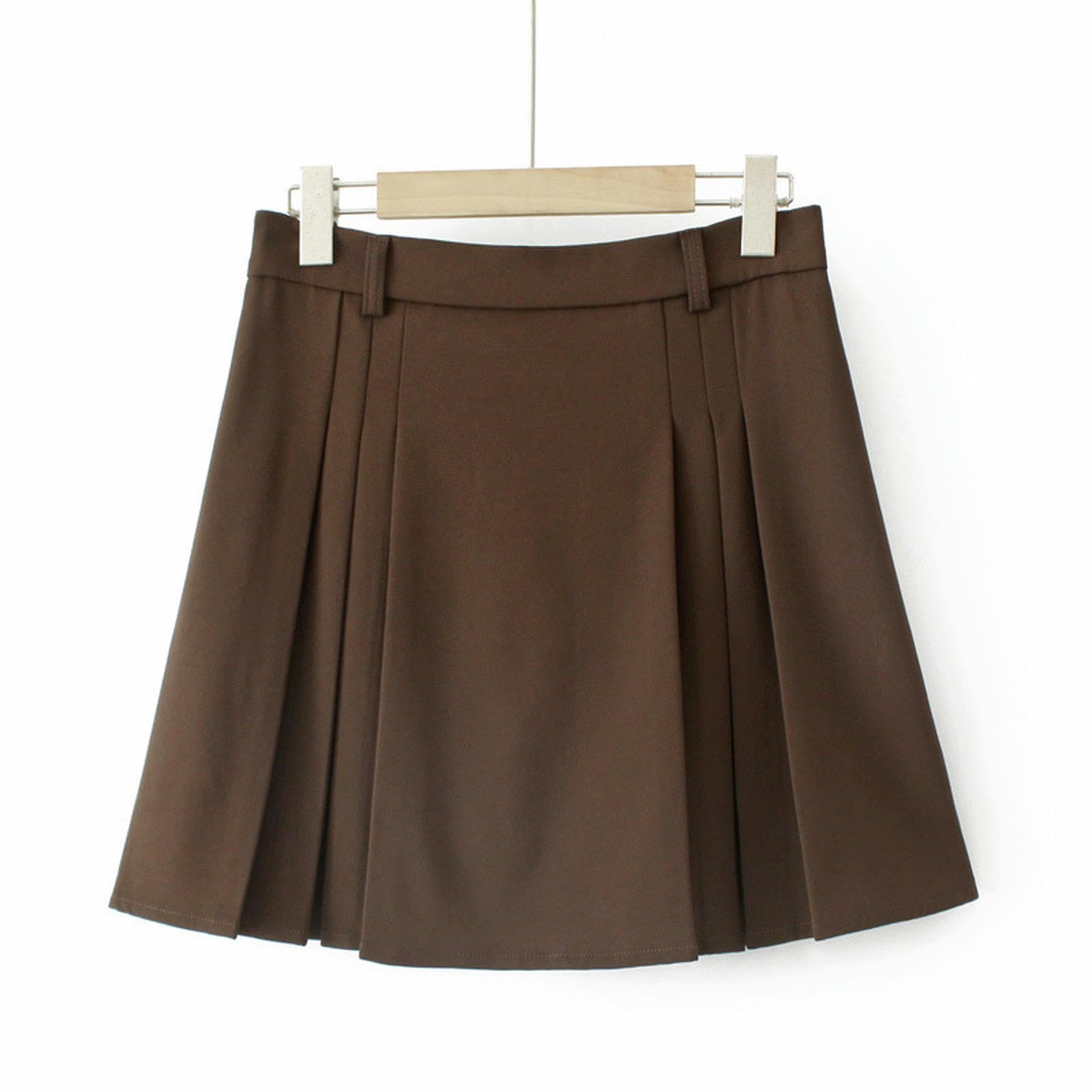 Jupe plissée marron grande taille avec short anti-exposition intégré