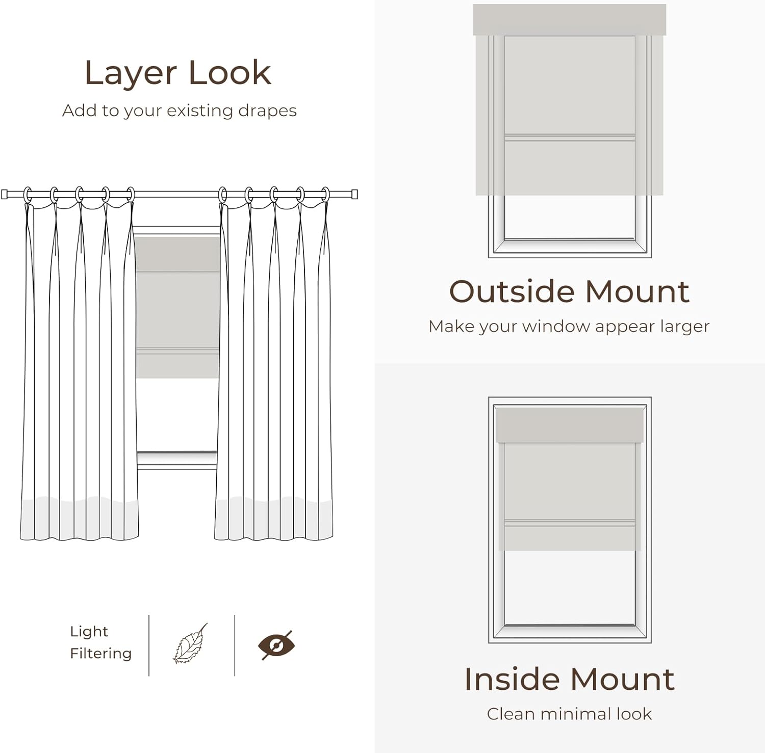 TWOPAGES Natural Woven Shades Cordless Roman Shades Custom Size No Drill Blinds for Indoor Windows,Straw Yellow,M Series Rae Collection