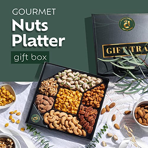 Assorted Nuts Gift Basket - 7 Nut Gift Box With Walnuts, Cashews, Corn Nuts, Honey Roasted Peanuts, Pistachios, Pecans, Almonds - Holiday Nut Sampler Gift - Christmas Food Snacks & Thanksgiving Gifts (Nut Assorment) #TOP1