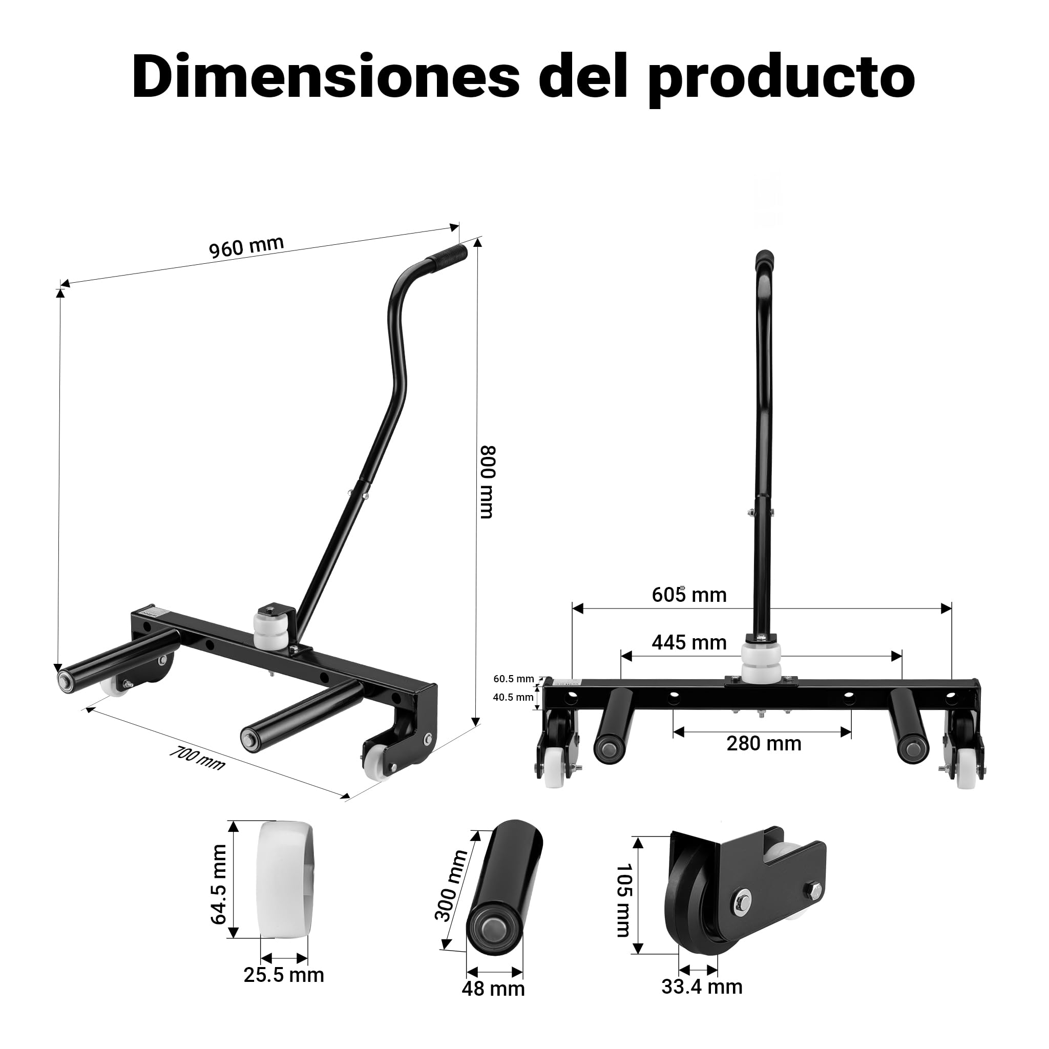 XPOtool Carro Ayuda Montaje de Ruedas 250kg en Acero Elevador para neumáticos de 17-56,5cm (6,5-22,5") Cambio Montaje de neumáticos Ruedas