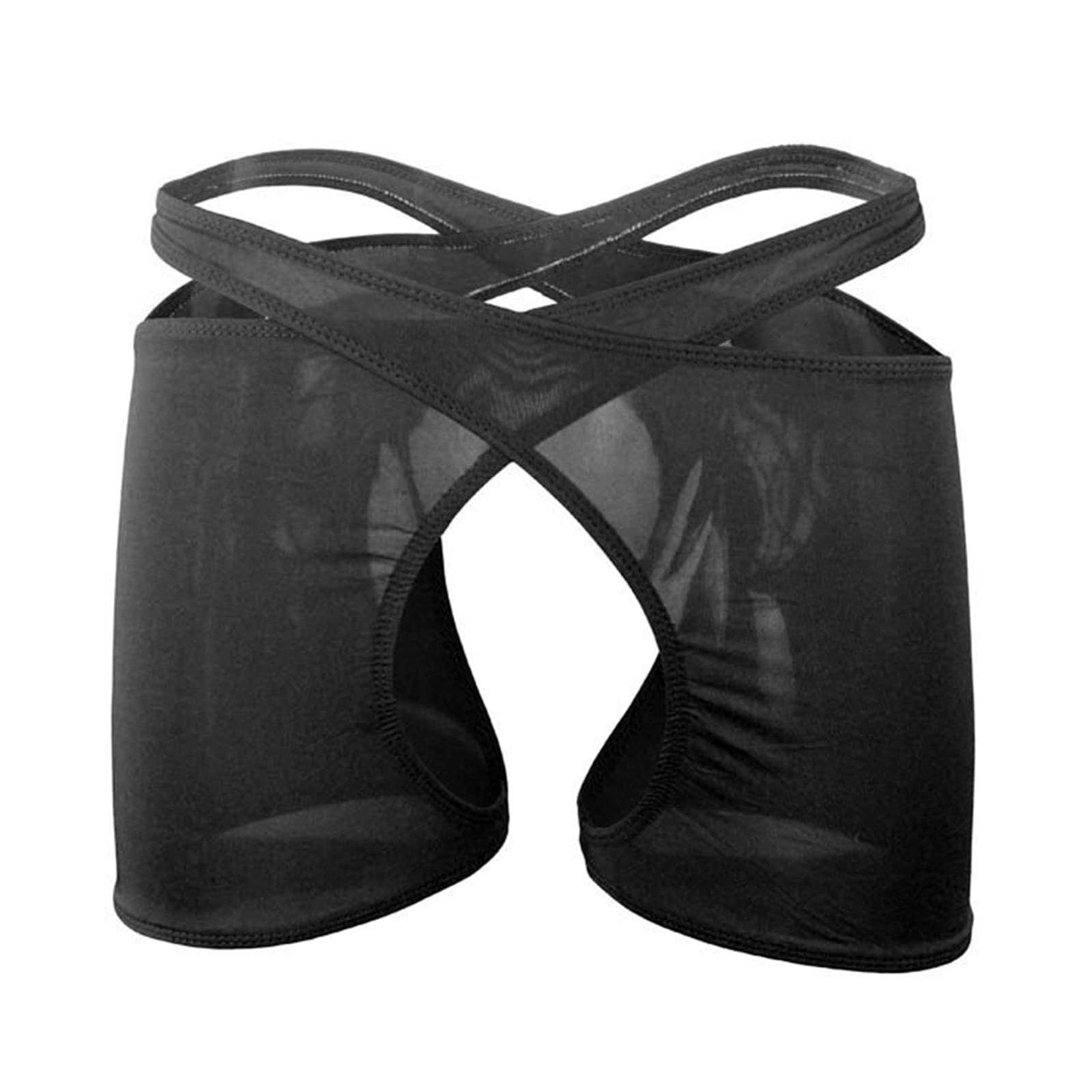 Evankin Men's Black Sexy Mesh Boxer Briefs Low Rise Underwear Breathable Hollowed Out Boxers Assless Lingerie(Black)