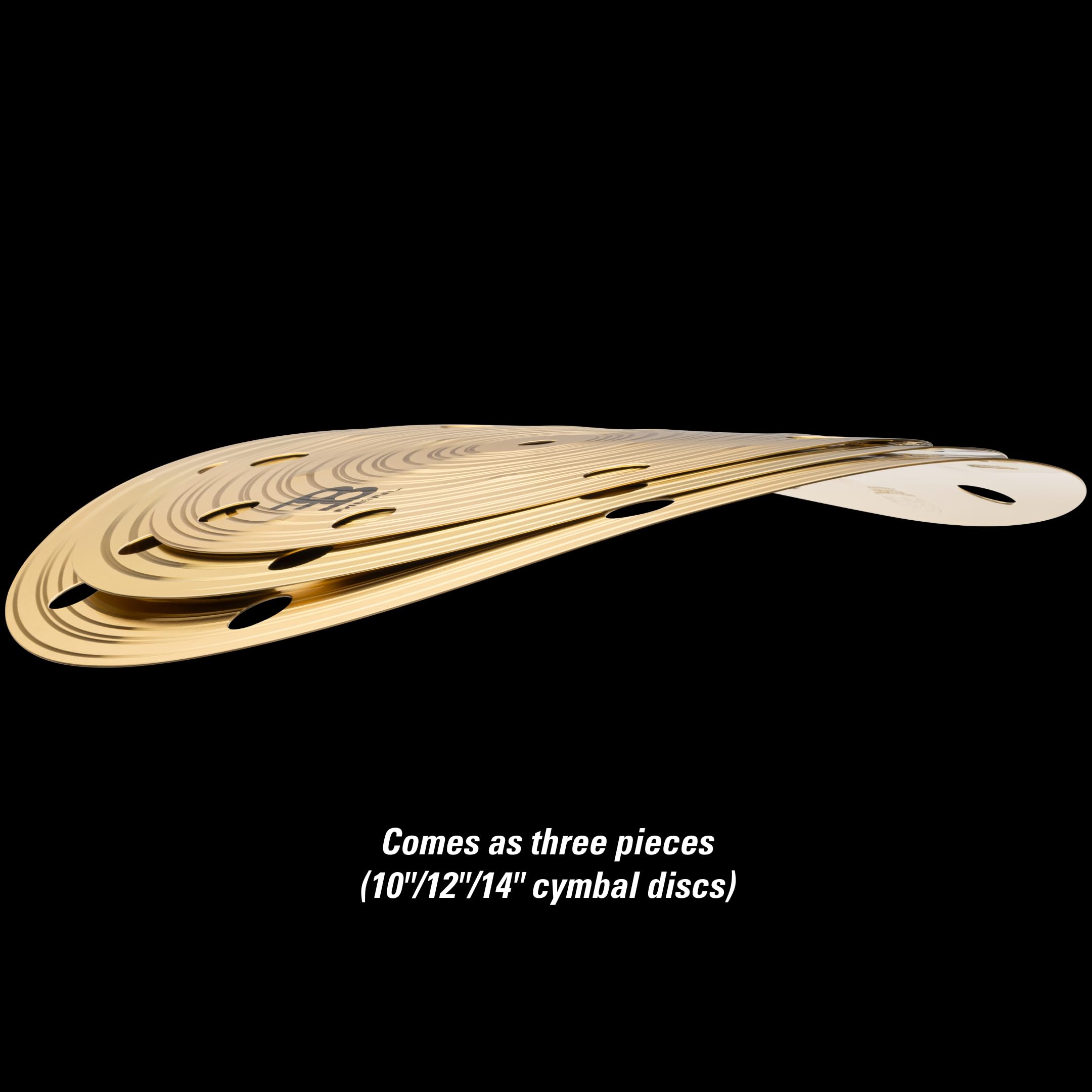 Meinl Cymbals 3-Piece Smack Stack Cymbal Pack with Holes 10", 12", 14" — HCS Traditional Finish Brass for Drum Set — Made in Germany, 2-Year Warranty (HCS024SM)