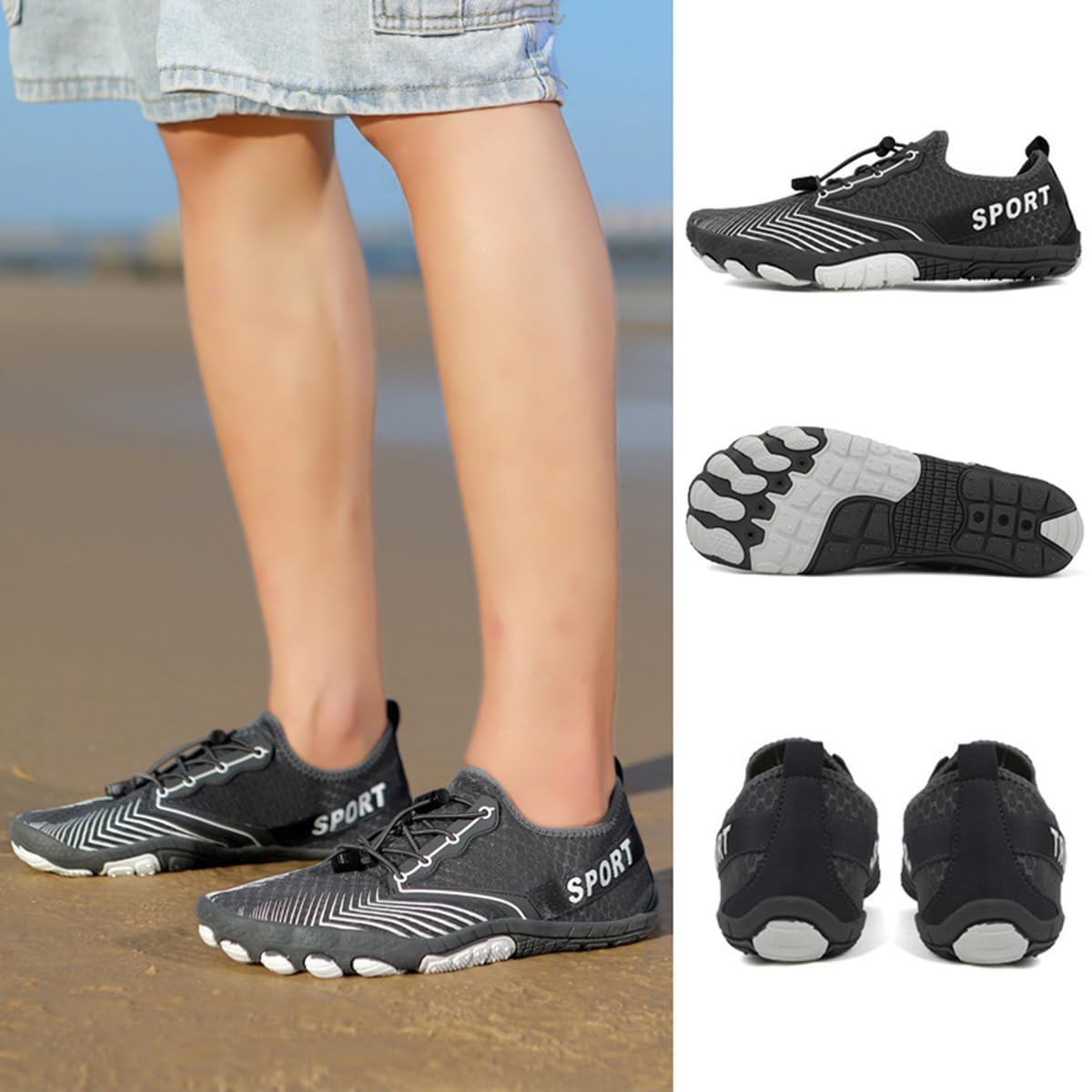 Scarpe da Immersione per Spiaggia Mare Snorkel Scarpe da Scoglio Scarpe Barefoot Scarpe da Mare Scarpette da Bagno Donna Uomo