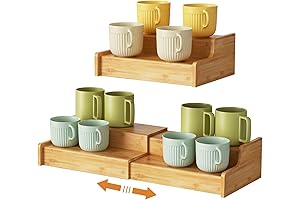 2-Tier Expandable Bamboo Coffee Mug Holder | Elevate The Display Of Your Coffee Mug Collection