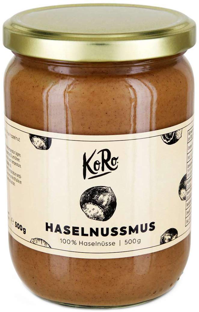 KoRo - Haselnussmus 500 g - Ohne Zusätze oder Konservierungsstoffe - Aus 100% Haselnüssen - Ideal für Smoothies Bowls, Salatdressings und Brotaufstriche