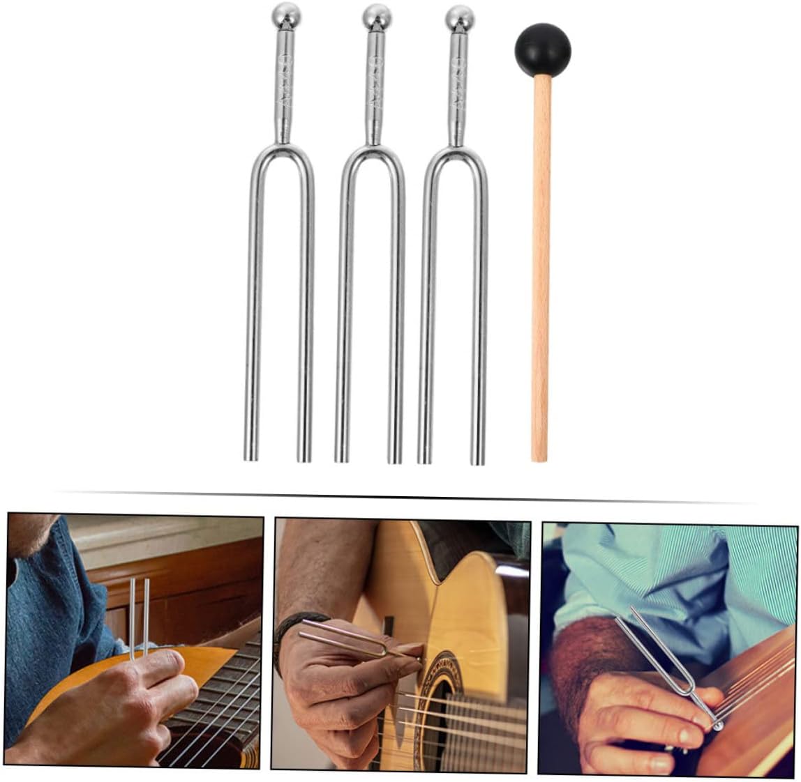 Toddmomy 1set Tuning Forks Mallet for Guitar Violin Piano Erhu Compact Musical Instrument Accessories for Musicians and Music