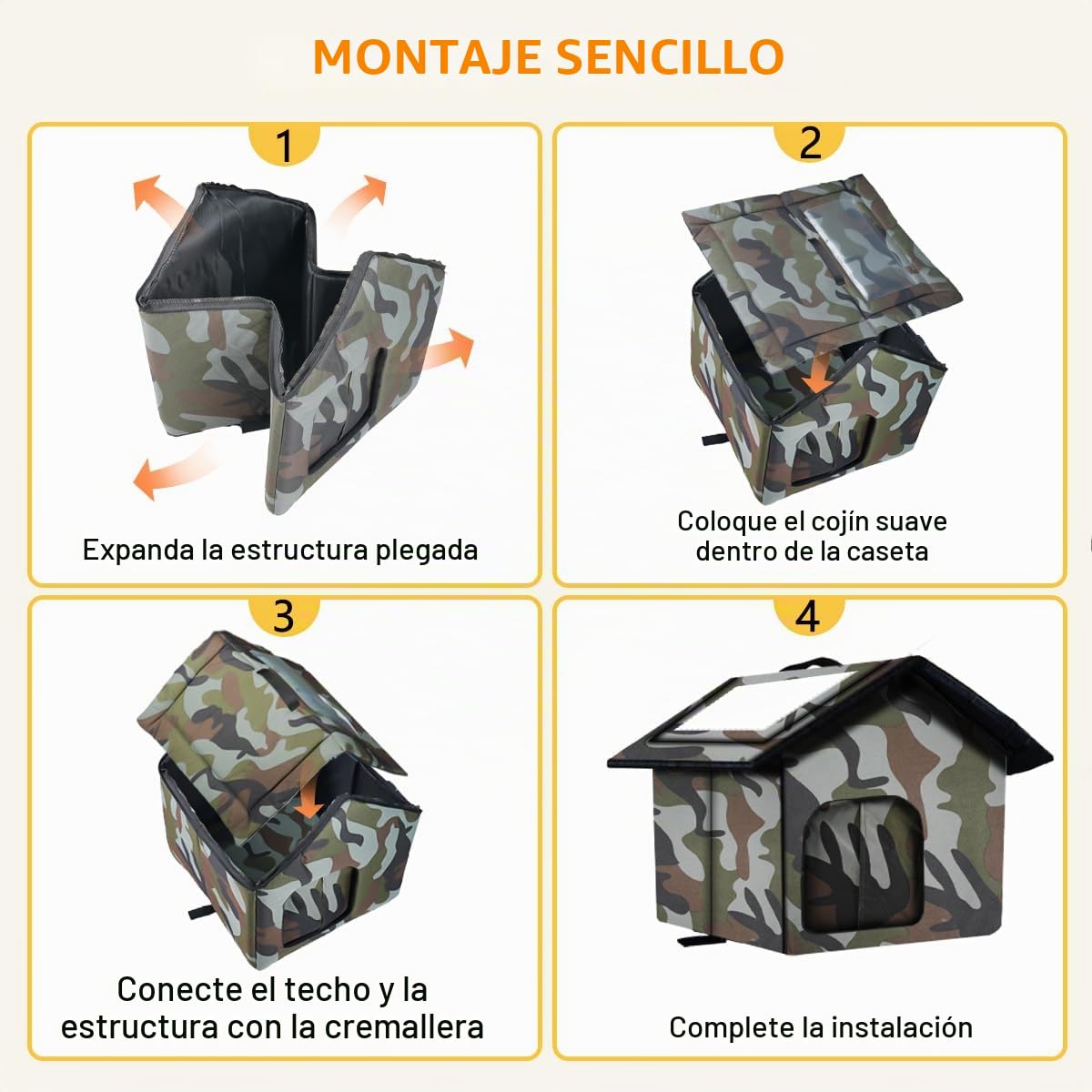 Casa para Gatos, Cama Gato Cueva Resistente Al Calor y Al Frío, Fácil de Limpiar, Casa para Gatos Exterior para Gatos y Perros Callejeros 35 X 36 X 39cm